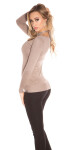 Trendy KouCla sweater with neck lacing rivets Einheitsgroesse