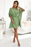Dámske šaty so zaväzovaním v páse SOFIA 287-27 Olive - Numoco L/XL olivovo zelená