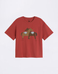 Thinking MU Horse Hug Lucia Tee PALE RED L