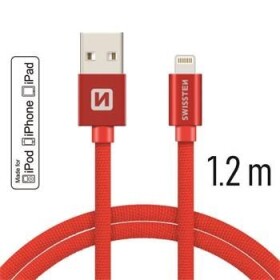 SWISSTEN TEXTILE dátový kábel USB - Lightning MFi 1.2m červená (71524206)