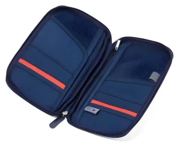 TROIKA Puzdro na cestovné doklady SAFE FLIGHT tmavo modré / RFID ochrana / 12 priehradok / Polyester (TRV20/DB)