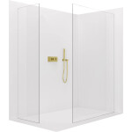 CERANO - Sprchová zástena Walk-in Crystal TL/P - 8 mm - bezvzperový systém - zlatá, transparentné sklo - 90x60x200 CER-8050BD5700