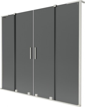 MEXEN/S - Velar L Duo dvojkrídlová posuvná vaňová zástena 200 x 150, grafit, nikel kartáčovaný 896-200-003-42-97