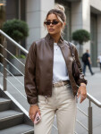 Dámska kožená bunda TY5596 hnedá - FashionStreet XL