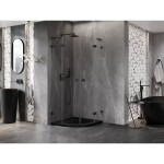 MEXEN/S - Lunar L sprchový kút štvrťkruh krídlový 70 x 70, transparent, čierna 833L-070L-070P-70-00