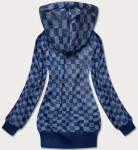 Tmavomodrá športová dámska kockovaná mikina (amg-62) odstíny modré L (40)