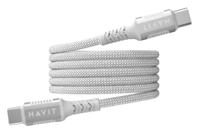 Havit CB6297 biela / Magnetický dátový kábel / USB-C - USB-C / PD 60 W / 1 m (CB6297)