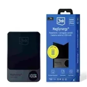 3mk MagSynergy 5000 mAh čierna / Bezdrôtová Powerbanka / USB-C - Lightning (5903108552486)