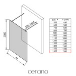 CERANO - Sprchová zástena Walk-in Onyx Duo Ľ/P - 8 mm - hranatá vzpera - čierna matná, transparentné sklo - 160x200 CER-8050BD2027