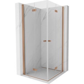 MEXEN/S - Mist-F Duo sprchovací kút skladacie dvere 95 x 95, transparent, meď kartáčovaná 8A6-095L-095P-65-00