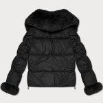 Čierna dámska páperová bunda s kožušinovým golierom S'West (B8257-1) odstíny černé S (36)