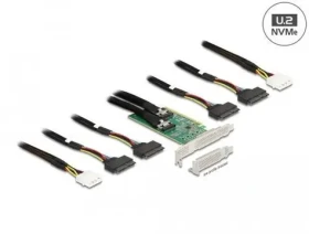 DeLock PCI Express x16 / Radič / 4X U.2 SFF-8639 NVMe / PCIe 4.0 / 64 Gbit/s (90077)