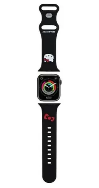 Hello Kitty Kitty Head silikónový remienok čierna / Remienok pre Apple Watch / 38/40/41mm (HKAWMSCHBLK)
