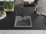 MEXEN/S MEXEN/S - Milo granitový drez 1-miska vrátane batérie Elia, šedá 6505-71-670101-70-B