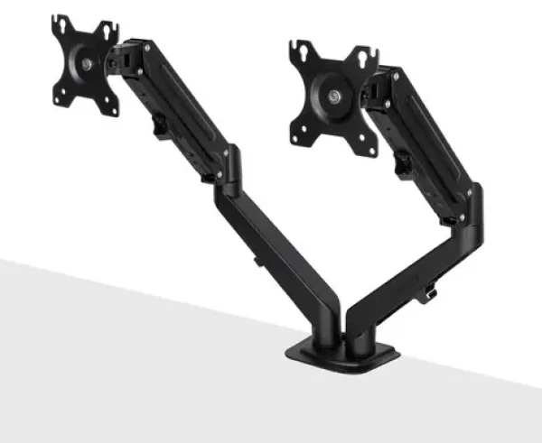 Lindy 40708 čierna / Rameno pre dva monitory / plynová pružina / 17-27" / nosnosť 5 kg / náklon 0-180 ° / rotácia 180 ° (40708)