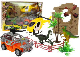 Mamido Veľký dinosaurie park Dinosaurie Set Auto vrtuľník Jurassic
