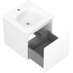 MEXEN/S - Rivel kúpeľňová skrinka 45 cm s umývadlom Vela, 1 šuplík, reliéf, biela mat 91A20-04547-1-BF01-W23M01
