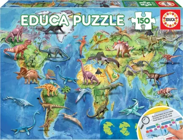 Educa Puzzle Mapa sveta s dinosaurami