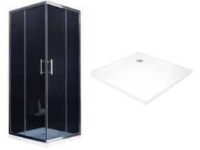 MEXEN/S - Rio Sprchovací kút štvorcový 90x90, grafit, chróm + vanička so sifónom 860-090-090-01-40-4010
