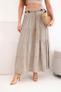 Dámska maxi bavlnená sukňa s čipkovou výšivkou a elastickým pásom fango UNI