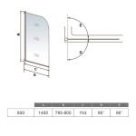 H K - Vaňová zástena S11 FLAG 80x140cm - jednodielna sklopná, číre sklo SE-S11FLAG80