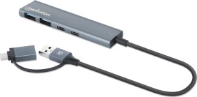 Manhattan Manhattan 181075 huby i koncentratory USB 3.2 Gen 1 (3.1 Gen 1) Type-A + Type-C 5000 Mbit/s Sivý