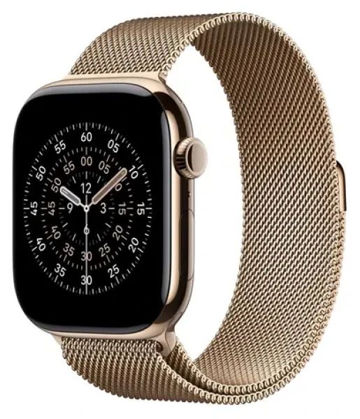 Apple Watch 46mm zlatá / Milanese Loop remienok / M/L / 150-200 mm (MGJ54ZM/A)