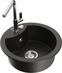 MEXEN/S MEXEN/S - Diego granitový drez 1-miska vrátane batérie Flora, čierna/zlatá metalik 6512-75-670401-00