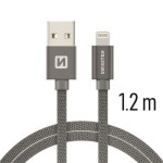 SWISSTEN TEXTILE dátový kábel USB - Lightning 1.2m šedá (71523202)