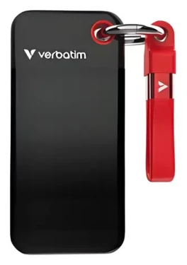 Verbatim Pocket SSD 512 GB čierna/červená / Externý SSD / USB-C 3.2 Gen 2 / R: 1000 MB/s / W: 1000 MB/s (32284)