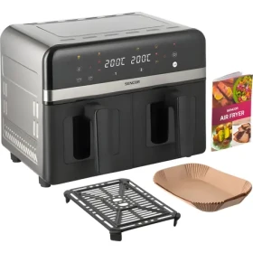 Sencor SFR 8800SS Inox / Teplovzdušná fritéza / Dual Cook / 2x 4 l / 2860 W / 40-230 °C