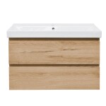 Kúpeľňová skrinka 2 zásuvková s umývadlom SAT B-Way 99x50x45 cm dub mat BWAY2100OAKU1BI BWAY2100OAKU1BI