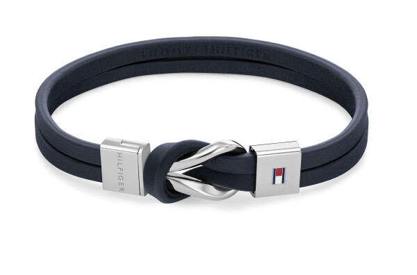 Tommy Hilfiger Moderný náramok z modrej kože Braided Knot 2790443