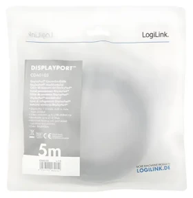 LogiLink DisplayPort 1.2 čierno-šedá / Kábel DisplayPort / 5 m / 3840×2400 / 165 Hz (CDA0103)