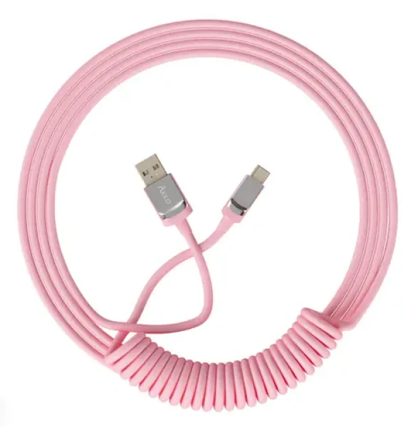 Akko Krútený kábel USB-C (M) - USB-A (M) ružová / až 135 cm (6925758615266)