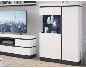 Vitrínová skrinka Campania 104 cm, biela/antracit%
