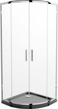 MEXEN/S - Rio štvrťkruhový sprchovací kút 80 x 80, transparent, chróm + vanička so sifónom Flat, čierny 863-080-080-01-00-4170