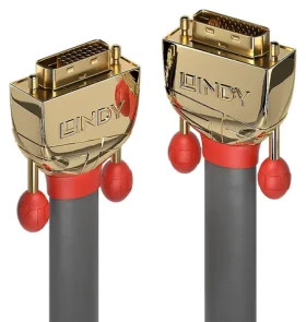 Lindy Gold Line sivá / DVI-D kábel / Dual Link / pozlátené konektory / 15 m (36207)