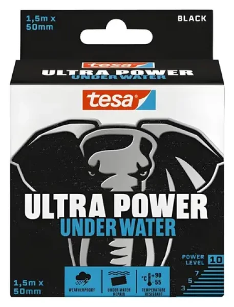 Tesa Ultra Power Under Water čierna / Opravná páska / 1,5 mx 50 mm / vodeodolná / -55 až 93 °C (56491-00000-01)