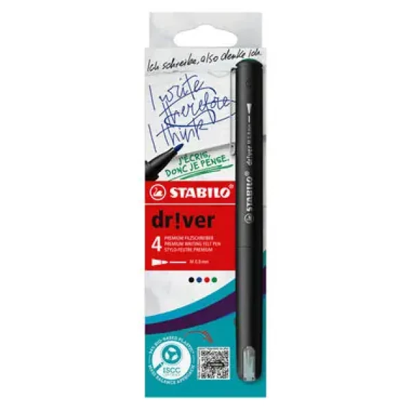 STABILO® dr!ver - medium - 4 ks súprava - zelená, červená, modrá, čierna (EO1089/4-01)