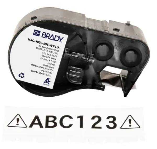 BRADY páska M410/BMP41/M510/BMP51/BMP53/M511 čierno-biela / Páska do popisovača káblov / vinylová / 2,54 cm (M4C-1000-595-WT-BK)