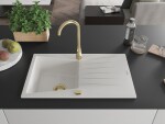 MEXEN/S MEXEN/S - Cesar granitový drez 1 s odkvapkávačom 775x470 mm, biela, + zlatý sifón 6514771010-20-G