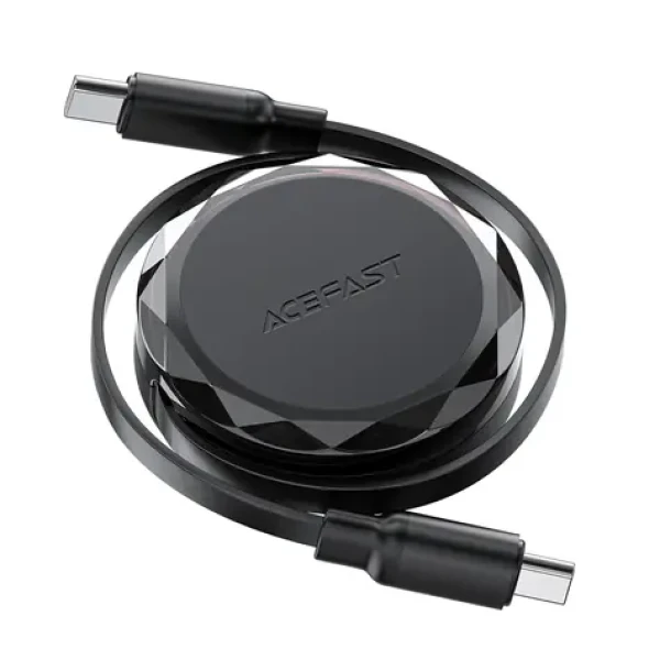 Acefast Kábel USB-C (M) - USB-C (M) navíjacia čierna / 60W