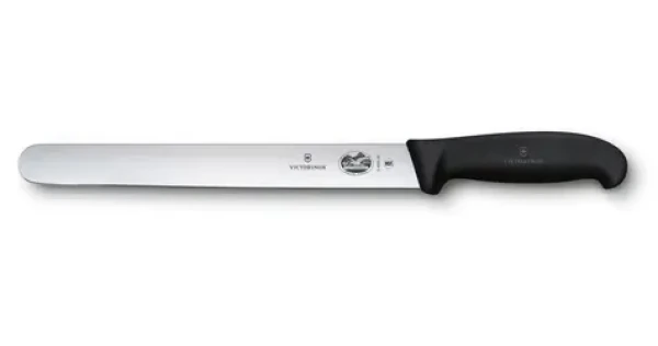 VICTORINOX Fibrox čierna / Plátkovací nôž / 25 cm / hladká čepeľ / nerezová oceľ (5.4203.25)
