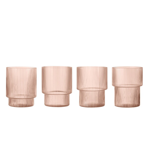 Ferm Living Sklenice Ripple Blush 200 ml – set 4 ks