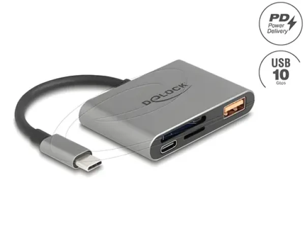 DeLock 91016 / Čítačka pamäťových kariet / USB-C / USB 3.2 Gen 2 / SD, microSD (91016)