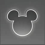 Yellowpop Disney Mickey Mirror strieborná / Neon / LED zrkadlo / 50x44 cm (YPDI-MIC-MIR-S)