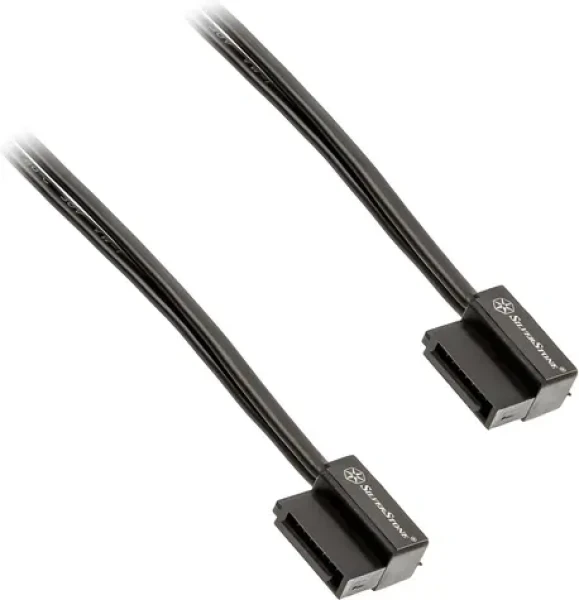 Silverstone SST-CP11B-300 čierna / SATA kábel / 90 ° zahnutý konektor / 30 cm / SATA III 6 Gbit / s (SST-CP11B-300)