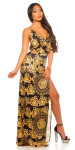 Sexy Maxi Dress With Print blackyellow Einheitsgroesse