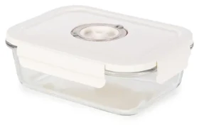 Compactor ASPIFRESH L / Sklenená vákuovacia dóza na potraviny / 1040 ml / 19,7 x 14,7 x 6 cm